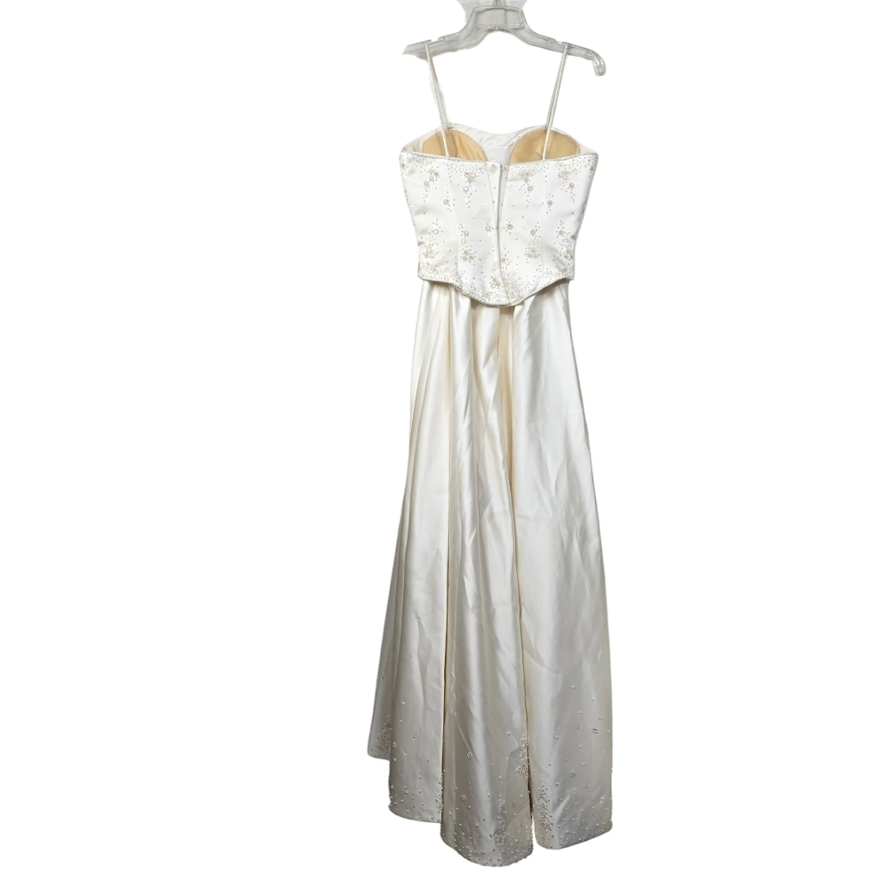Cosmobella Off White Beaded Pearl Strap Wedding Dress 6 - Picture 4 of 15